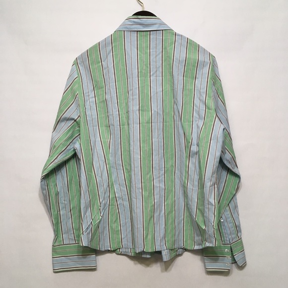 BODEN BLUE GREEN STRIPED BUTTON DOWN COLLAR SHIRT - Picture 5 of 8